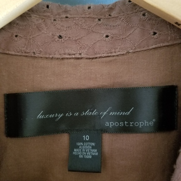 Apostrophe Cotton Eyelet Casual Blazer Brown 10 - Picture 6 of 7